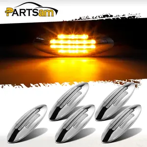 Partsam 5Pcs Flatline Amber Oval Semi Truck 24LED Marker Lights, Clearance Lights Replacement for Freightliner Peterbilt Kenworth