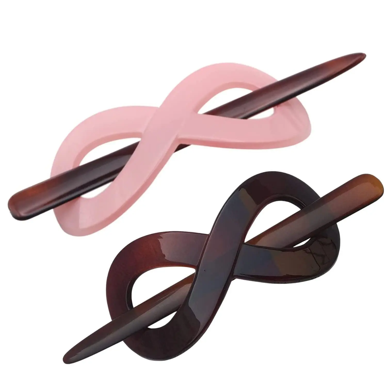 Parcelona French Infinity Medium Cellulose Set of 2 Hair Slider Bun Covers