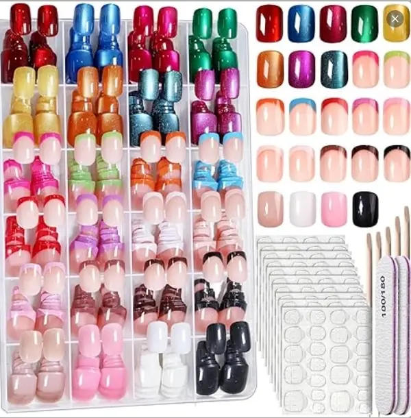 24 Colors 576PCS Press on Nails Short, Presson Nails for Women, Cat Eye Nails ShortRound. Glossy Nails Press On French Tip,Natural Fit Lightweight for Daily PartyFestival Nail Art-easy to apply IncludedTool kit