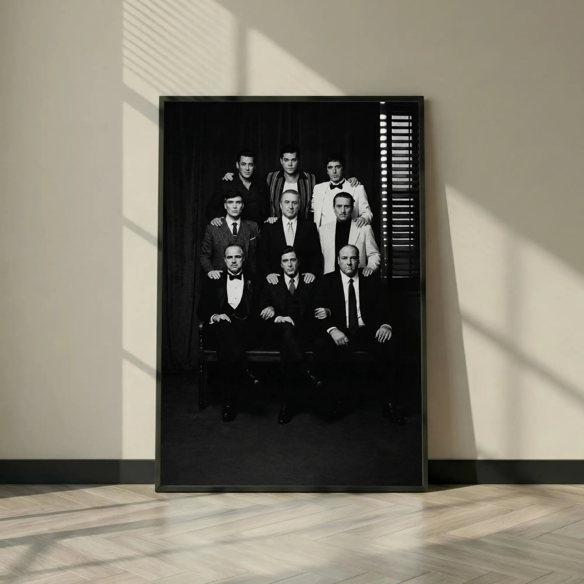 Vintage Mafia Wall Art Print, Classic Gangster Portrait Poster, Old Money Aesthetic Decor, Cinematic Black And White Art ( Unframed - Print Only )