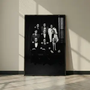 Vintage Mafia Wall Art Print, Classic Gangster Portrait Poster, Old Money Aesthetic Decor, Cinematic Black And White Art ( Unframed - Print Only )