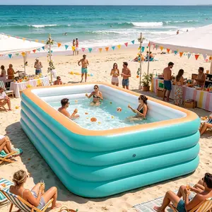 3m 4-Ring 118-Inch Extra Large Portable Foldable Inflatable Pool, Family Party Water Park, Outdoor Summer Fun, Home Courtyard Use