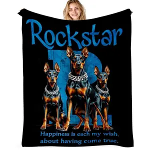 Soft gift Doberman dog flannel blanket, soft and warm, and machine washable design, is very suitable for bed, sofa, office, travel, camping, picnic, and can be used throughout the year.