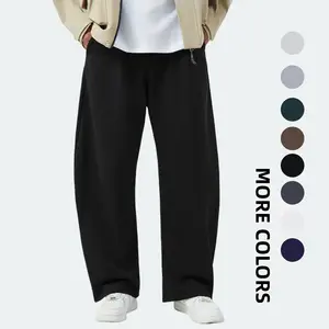 Men's Baggy Sweatpants Wide Leg Barrel Sweatpants Elastic Waist Drawstring Lounge Athletic Pants with Pockets