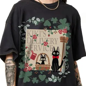 Studio Ghibli Sweatshirt, Anime Studio Ghibli, Comfort Colors Ghibli, Kiki's Delivery Service, Anime Lover Gift, Kiki And Jiji, Casual Cotton