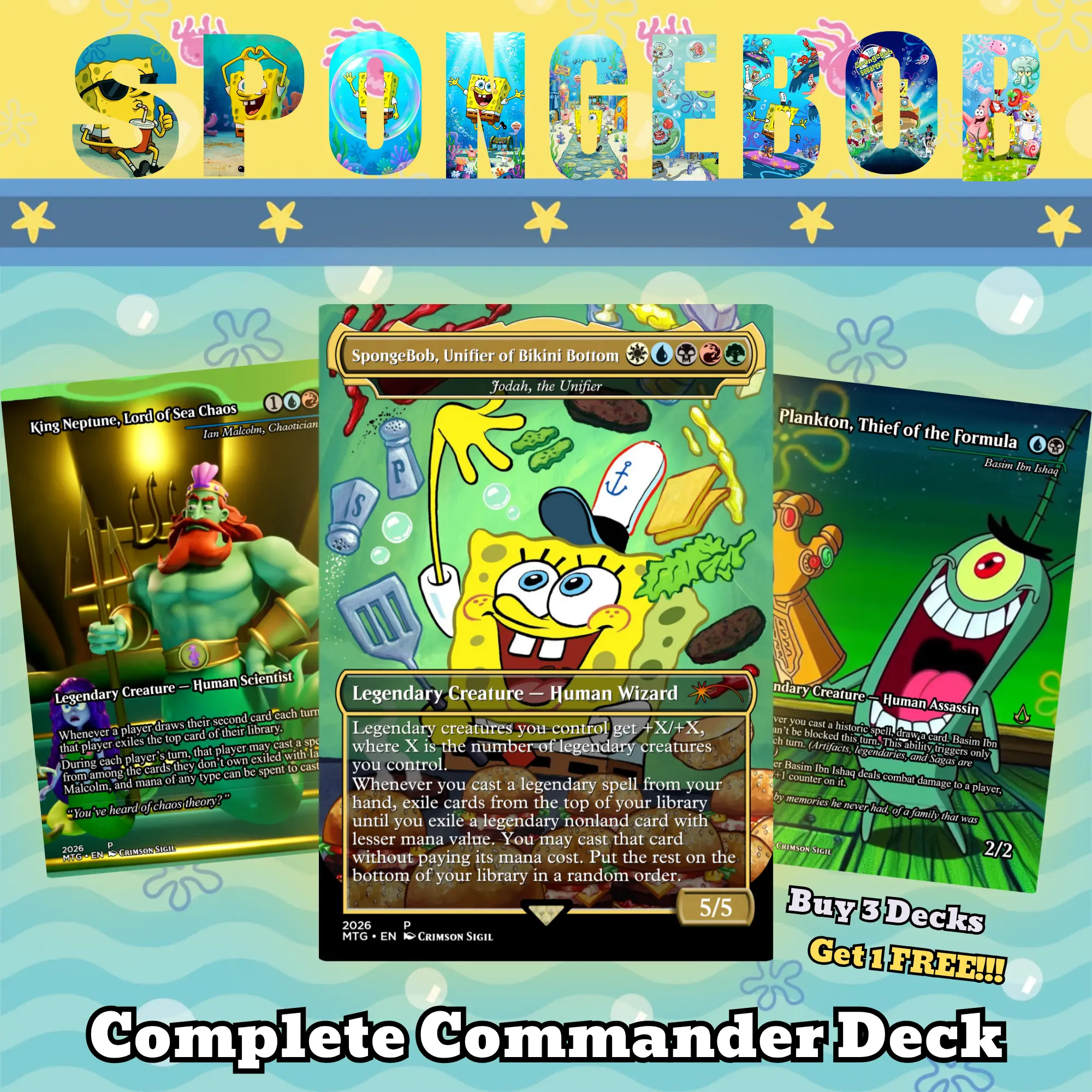 Bikini Bottom Legends Commander Deck – Anime Proxy (100 Cards + Tokens)