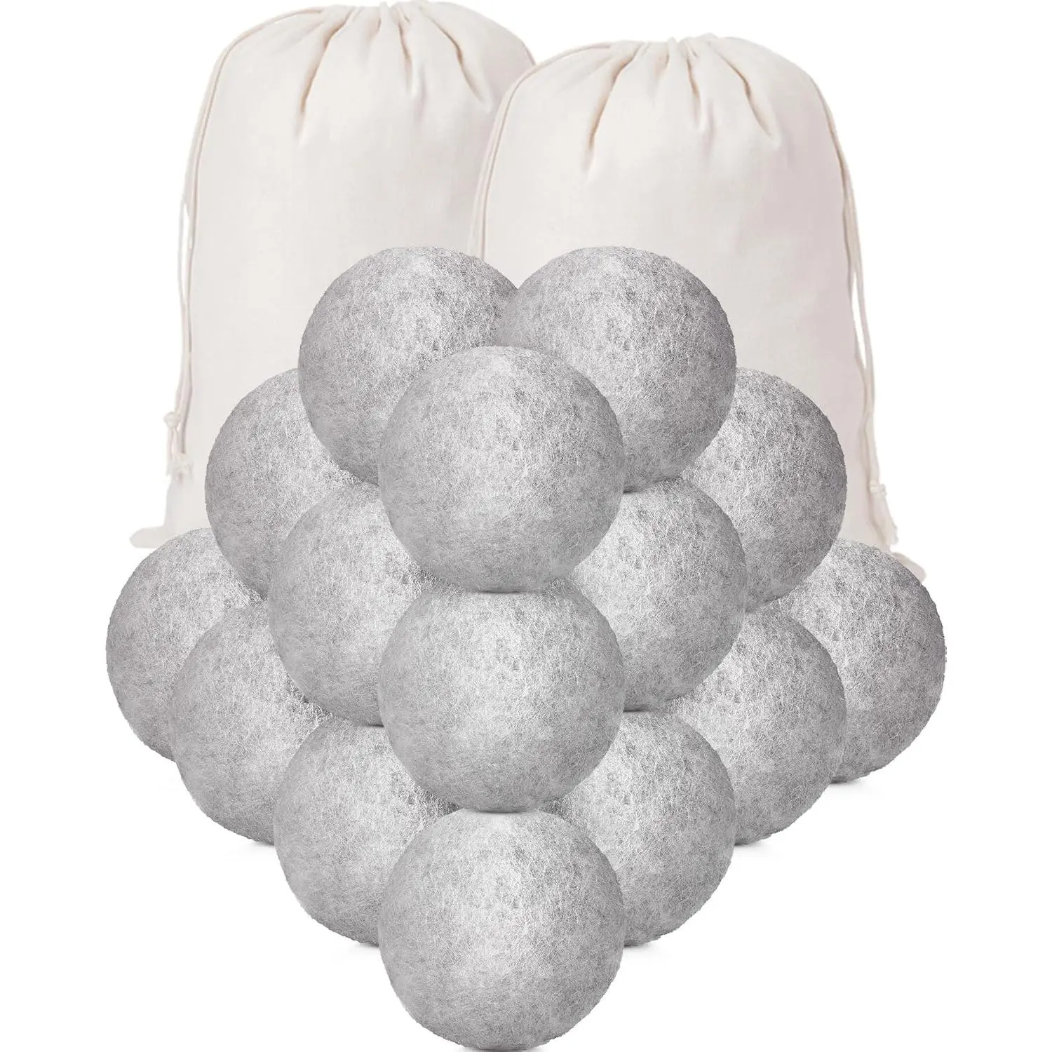 26 count  Dryer Balls Set, 24  Dryer Balls with 2 Muslin Bags Fabric Softener for Clothes Laundry Anti Wrinkle Anti Static Saving Energy and Time(Gray)