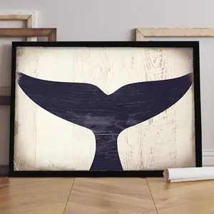 Zero Home Best Selling Whale Tail Canvas Print Minimalist Black White Frame Ocean Theme Wall Art for Living Room Bedroom Couple Gifts