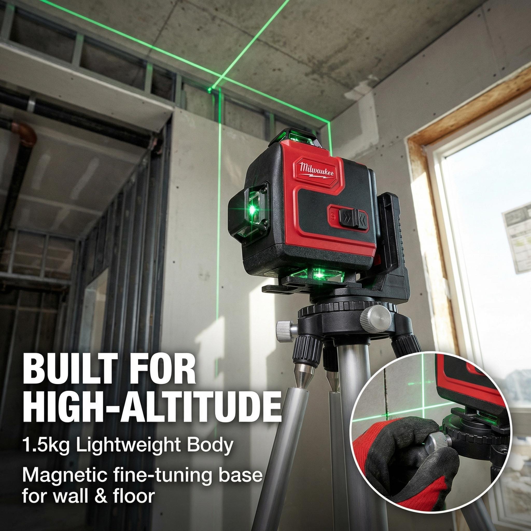 Milwaukee 16 Line Laser Level Kit for Construction Layout Vertical and Horizontal Cross Line Tool High Precision
