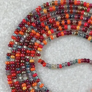 JUICE & BERRIES - Tie On Waist Beads - 45 to 60 inches Waistbeads - Organic Mix - Orange Waistbeads - Multi-Color Waistbeads - Made By Venus Waistbeads