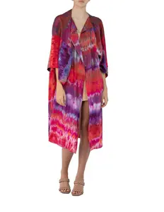 MORPHEW COLLECTION Red, Purple & Orange Silk Kimono