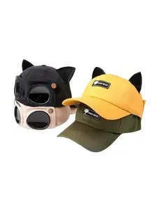 Trendy Korean Style Cat Ear Baseball Cap, Cute Fitted Woven Hat for All Seasons, Fashionable Eyeglass Cap for Men & Women, Animal Hats