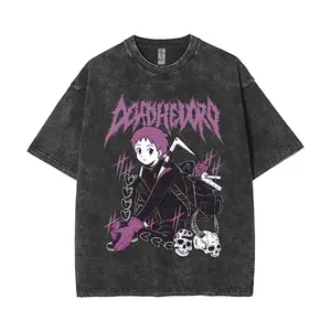 Dorohedoro Ebisu Noi Nikaido Kaiman Vintage Washed Graphic Tee, Unisex Anime Manga Y2K Gothic Oversized Cotton Streetwear Tops