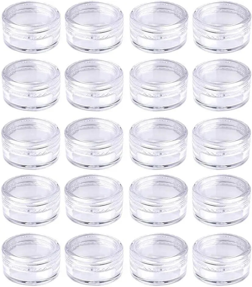 Medsuo 20PCS 5ml Clear Sample Pots Empty Small Travel Containers Leak Proof Refillable Cosmetic Jars Makeup Sample Containers with Lid, Storage Pot for Lip Balm Scrub DIY Cosmetic