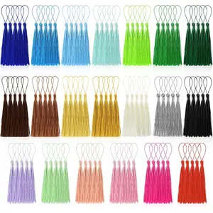 100 count Bookmark Tassels Bulk 20 Colors Soft Craft Silky  Mini Tassels for  Making with Loops for DIY Craft Accessory Dress Decoration