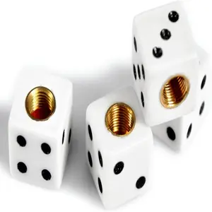 4PCS White Dice - Style Aluminium Alloy  Valve Caps, Universal Dustproof Covers for Cars, SUVs, Trucks, Bikes & motorcycle tire tire  tech