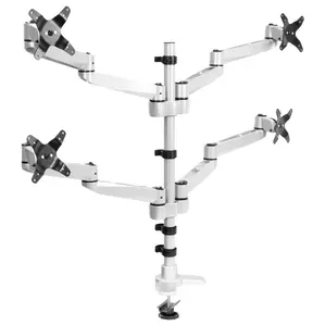 Full Motion Quad Monitor Desk Mount for Grommet Installation