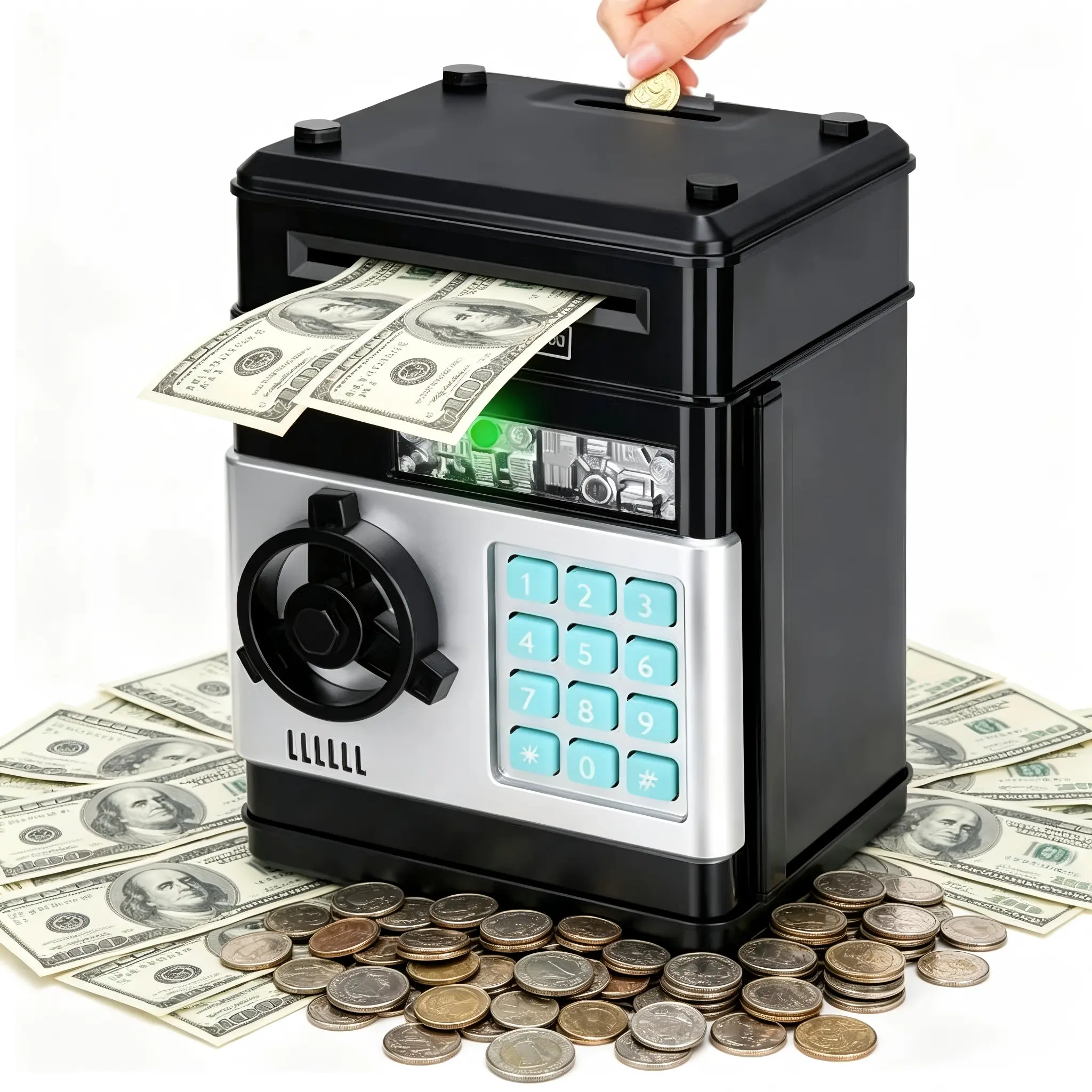 Electronic Password Piggy Bank – Mini ATM Cash & Coin Bank with Auto-Scroll Bills, Savings Box Toy for Kids 6 7 8 9 10 11 12 – Fun Gift for Boys & Girls coin money bank