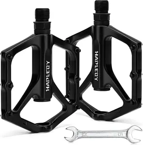 Hapleby Premium Bike Pedals of 9/16 Inch, Professional Mountain and Road Bike Flat Pedal with 2 Sealed Bearings, Wide Paltform and Lightweight of Bicycle Pedals, Come with Pedal Wrench 1PCS Hapleby