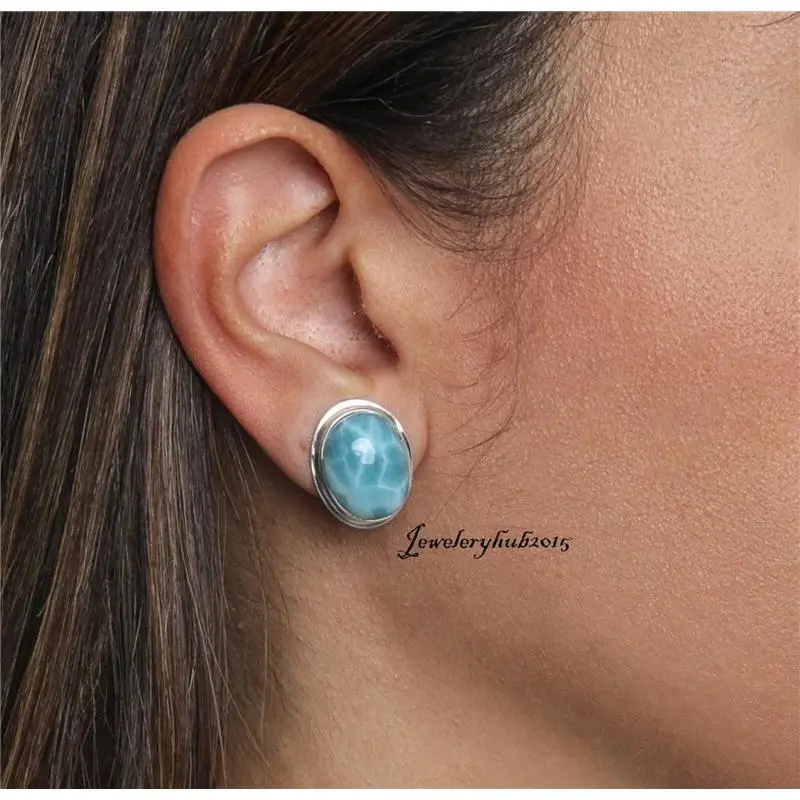 Larimar Stud Dangle Stud 925 Sterling Silver Stud Lovely Stud Sr204