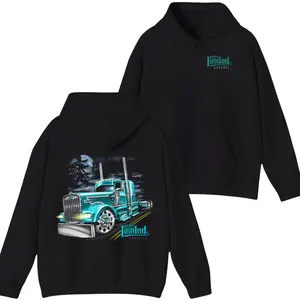 Stay Loaded Teal Chrome Hoodie – Diesel Trucker Sweatshirt, Peterbilt Big Rig Pullover, Midnight Highway Streetwear for Men