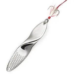 Fishing Lures Trout Spoons Saltwater Treble Hooks Bass Metal Fishing Lure Silver 1-Ounce 28gm Propeller Shape