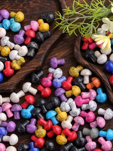 10/20/30pcs Mushroom Turquoise Mix Loose Beads Kit, DIY Jewelry Accessories, Christmas Gift for Friends Family, Yoga Meditation, Easter, Ramadan Decor