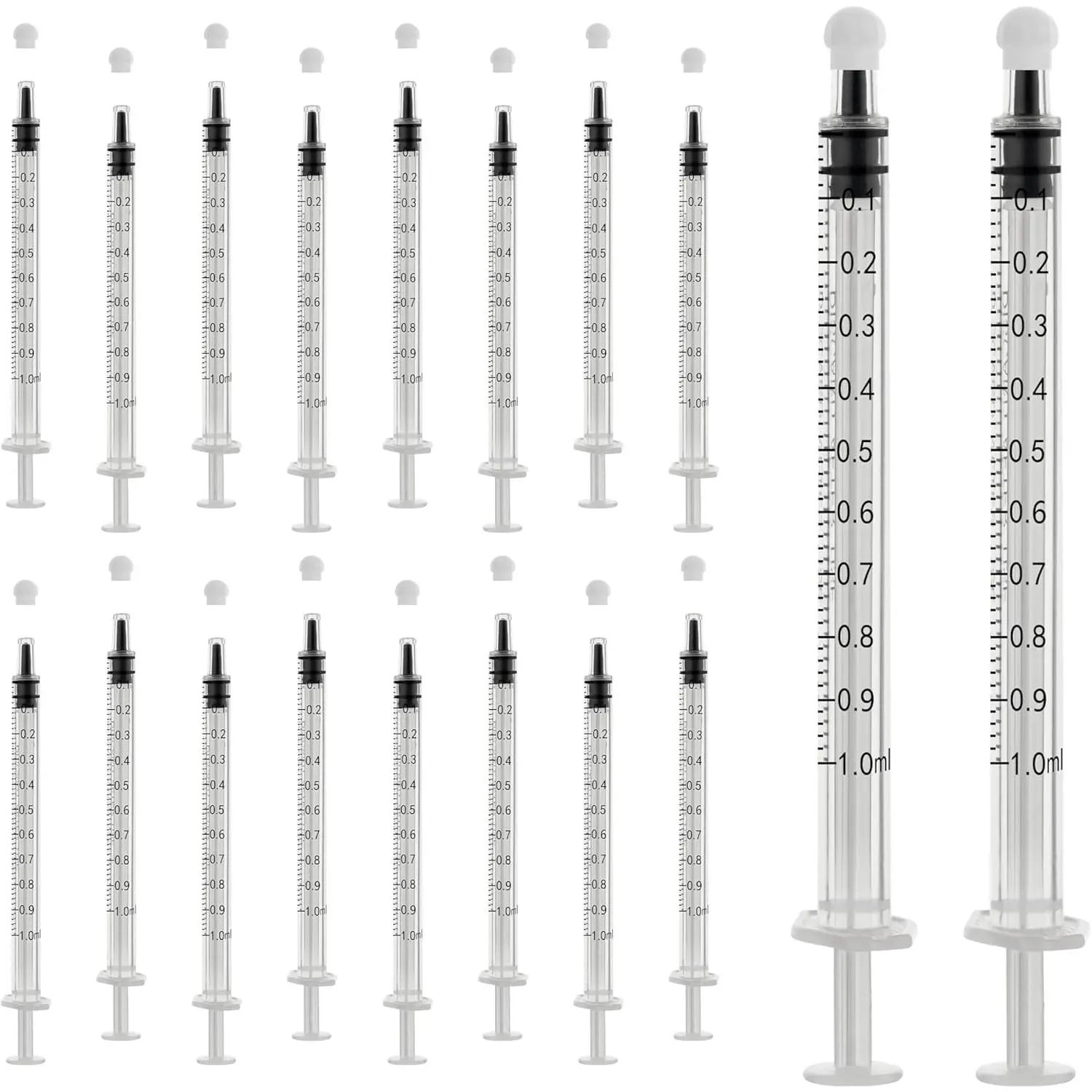 20Pack 1ml/cc Syringe for Liquid with Caps - Liquid Measuring Syringe - Syringes Tools for Scientific Labs, Feeding - Individually Sterile Sealed