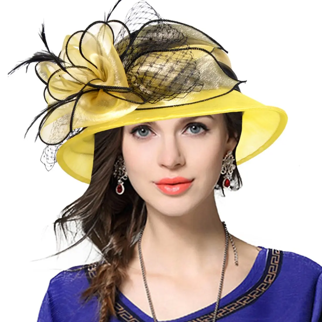 Lady Derby Dress Church Cloche Hat Bow Bucket Wedding Bowler Hats