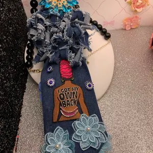 Denim necktie necklace