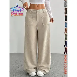 Women’s casual wide-leg pants with pockets, loose fit, suitable for everyday wear, comfortable and stylish underwear for all seasons GARMENTARY