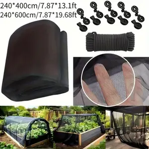 1Set Black and White Outdoor Garden Plant Cover with Clips and Ropes Size S/M/L/XL- Mosquito Net, Bird Fence, Patio Net - Durable Breathable Polyester Insect Net for Gazebo Roof, Camping, Deck, Patio, Orchard Vegetable Garden - Sealed Waterproof