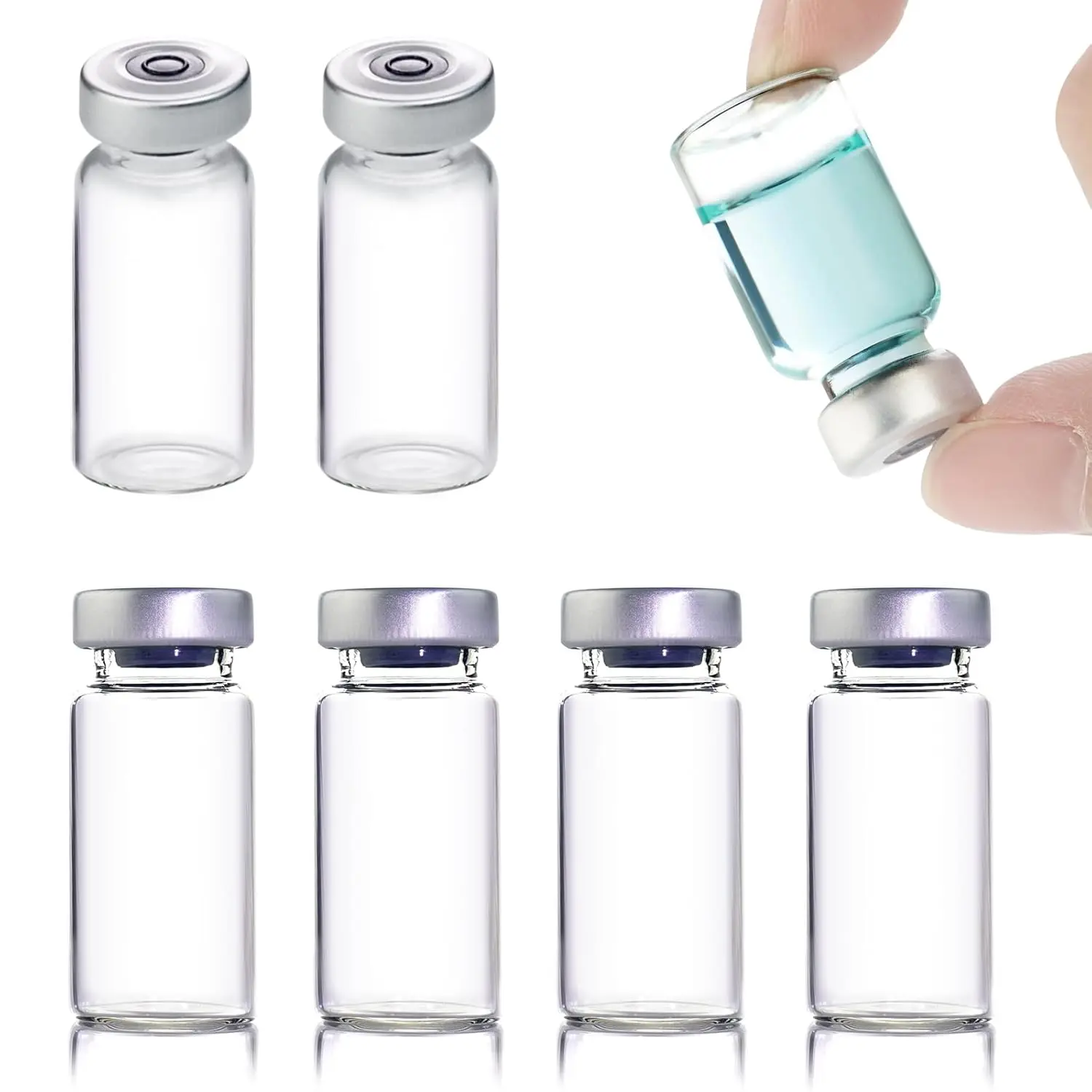 10 Pack 3ml Sealed Sample Vials, Transparent Glass Vials with Self  Injection Port