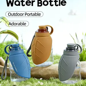 New Mini Pet Water Bottle, Silicone Leaf Design, Portable Foldable Bowl for Dogs and Cats, Outdoor Travel Feeding Container