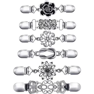 6PCS Vintage Cardigan Clips for Women – Sweater Shawl Clasp Clips for Dresses, Jackets & Scarves