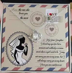 Daughter Wedding In My Arms Love Knot Necklace, Gift from Mum and Dad for Daughter, Bride Jewellery, Daughter Bride Wedding