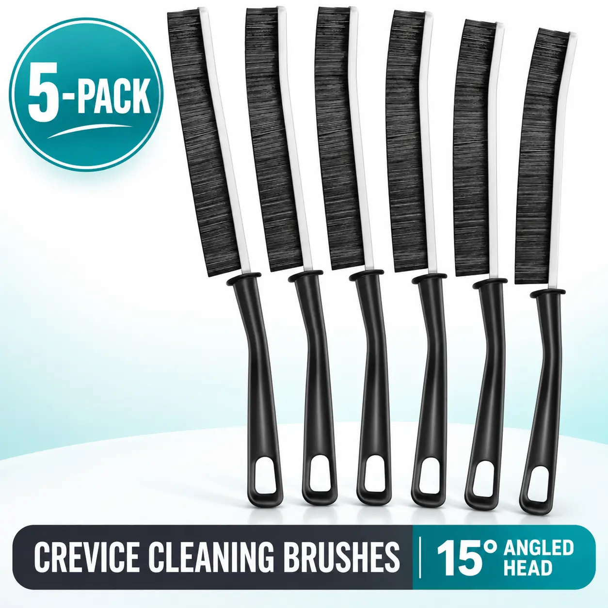 Mom's Ultimate Crevice Cleaner Pack - 5 Multifunctional Hard Bristle Brushes with Handle for Tile Grout, Window Tracks, Bathroom Hidden Grime, Home Cleaning Tools (Hardware Hammer Sum Excluded) gap brush clean ers in 1 4 house