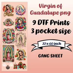 Virgin of Guadalupe Bundle Ready To Press DTF Transfers