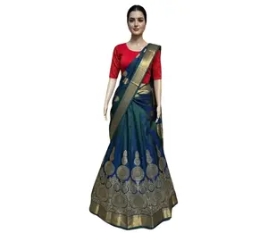 #HC-35 Stretch Saree Blouse with Textured Elbow Sleeves | Scoop Neck Crop Top