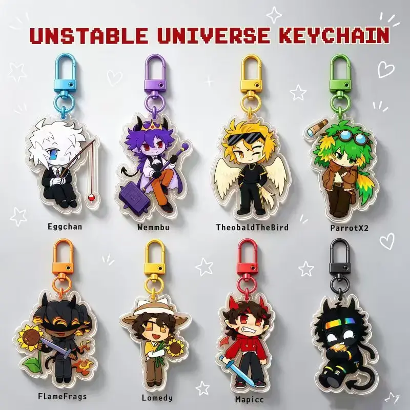 Unstable Universe Eggchan, Wemmbu & ParrotX2 Acrylic Keychain, Gift for Fans