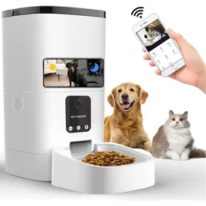 Pet Feeder,6L Automatic Pet Feeder for Cats and Dogs,1080P Camera,App Control,Voice Recorder,Timed Feeder for Schedule Feeding, Dual Power Supply,Wifi Pet Food Dispenser with App Control