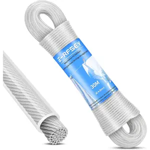 98-Foot Clothesline-Core Clothesline-Load-Bearing Supports Up to 260pound Rust-and Waterproof ("5/32 inch Diameter"4MM)