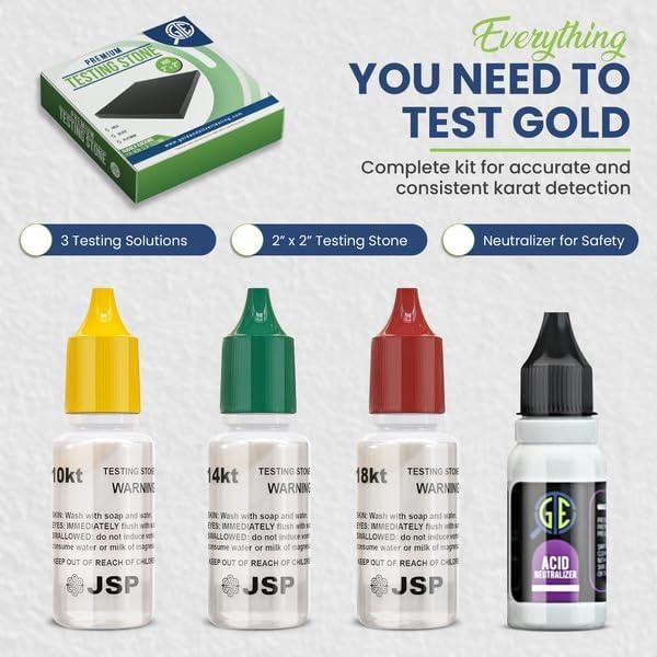 Gold Testing Kit, 10K 14K 18K Testing Solutions with Stone, Professional Jewelry Purity Test Set, USA
