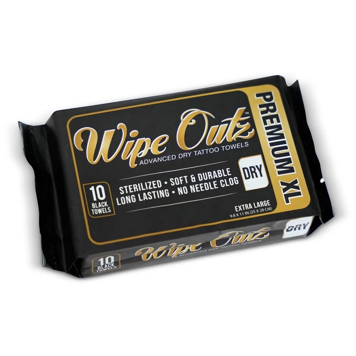 NEW Wipe Outz X Large Black Tattoo Towels (10 Count)