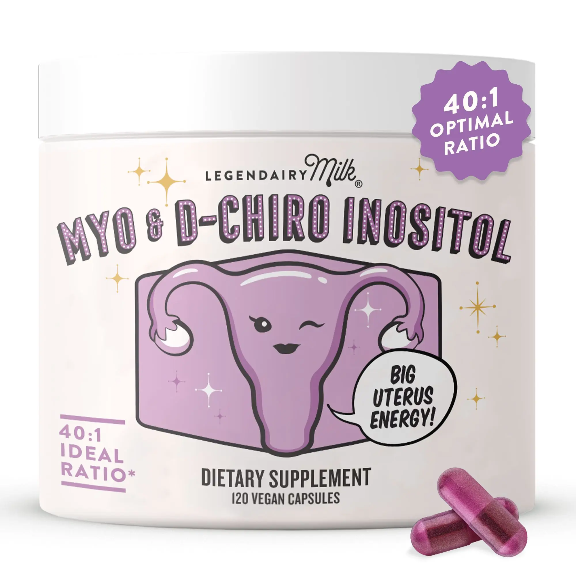 Myo & D-Chiro Inositol Capsules - Hormone Balance & Cycle Support | Legendairy Milk | for Women (40:1 Ratio) | 30 Day Supply | Vegan Capsules Suppleme