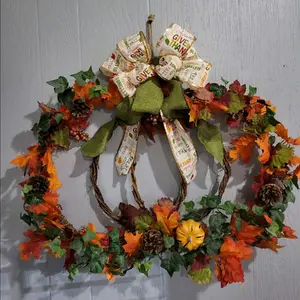 Fall Harvest Double Wreath Decoration Kitchen