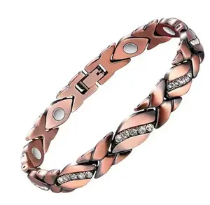 1-piece set of women's copper bracelet with 3500 Gauss magnet - women's adjustable inlaid Haoshi magnetic bracelet is fashionable and durable, relieving joint pain and increasing energy. Suitable for birthday, Mother's Day, and Christmas gifts