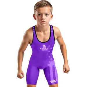 Boys Youth Patriot Wrestling Singlets (Purple)