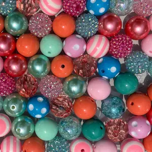 Peachy Aqua Mix 20mm Bubble Gum Bead Mixes Durable Plastic Round Beads for Jewelry Key Chains Pens and More Versatile Craft Supplies
