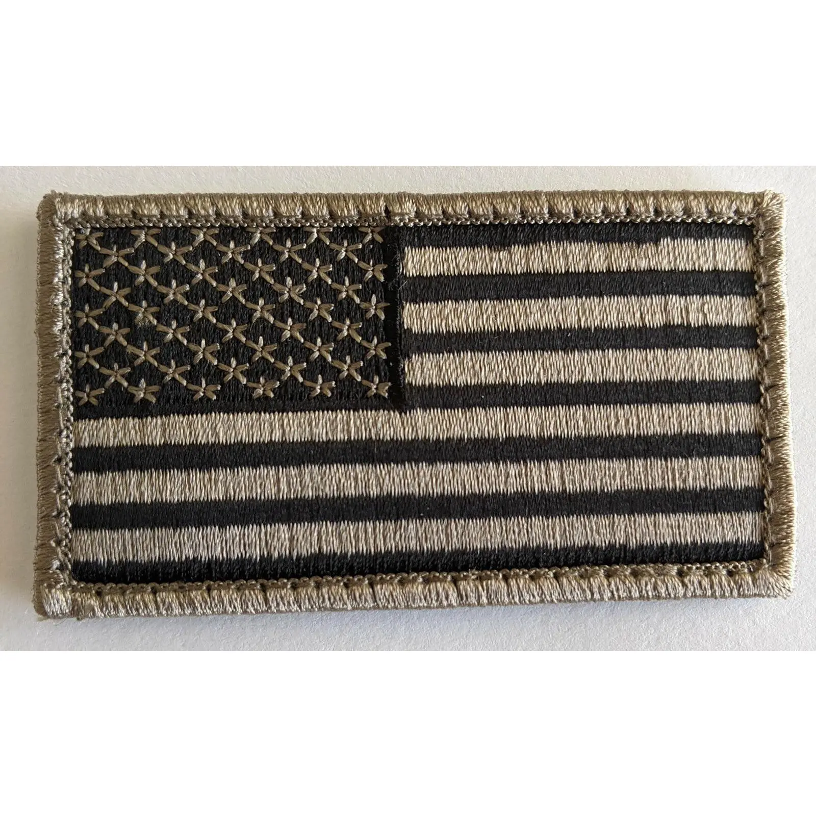 USA America Flag Embroidered Official VELCRO Fastener Patch Silver OD Camo Tan